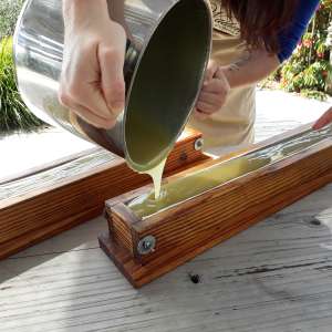 Pouring hand-made soap